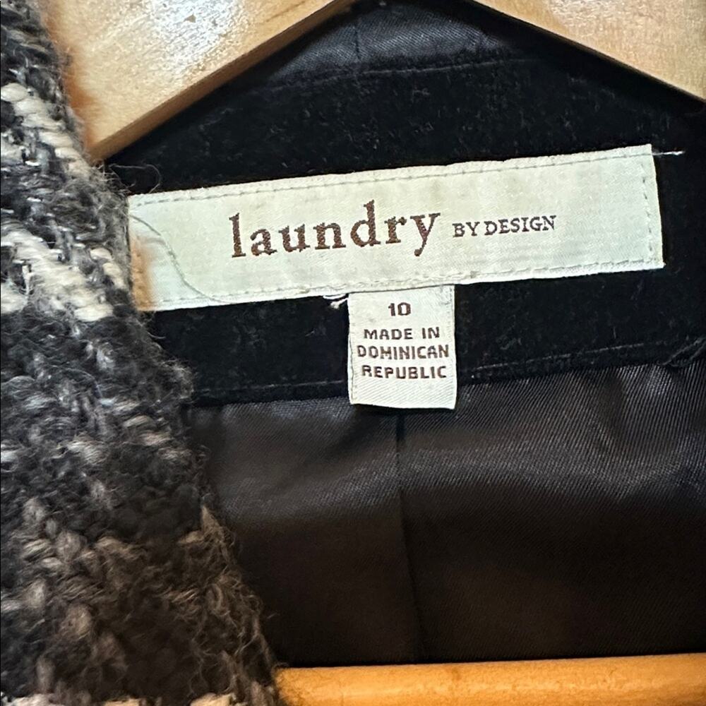 Laundry by Design Houndstooth Pea Coat Wool Blend Velvet Button Size 10 - Picture 7 of 10